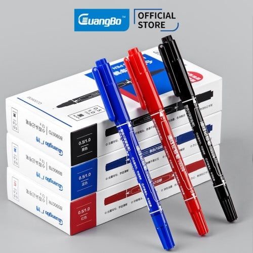Guangbo - Bút Dạ Kính Lông Dầu B09007B - 2 Đầu Xanh (10C/H)