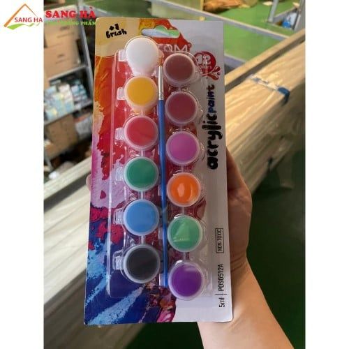 Stacom-Pos05_12A-Bộ 12 Màu Acrylic (5 Ml), Kèm  Cọ Vẽ(A5390)
