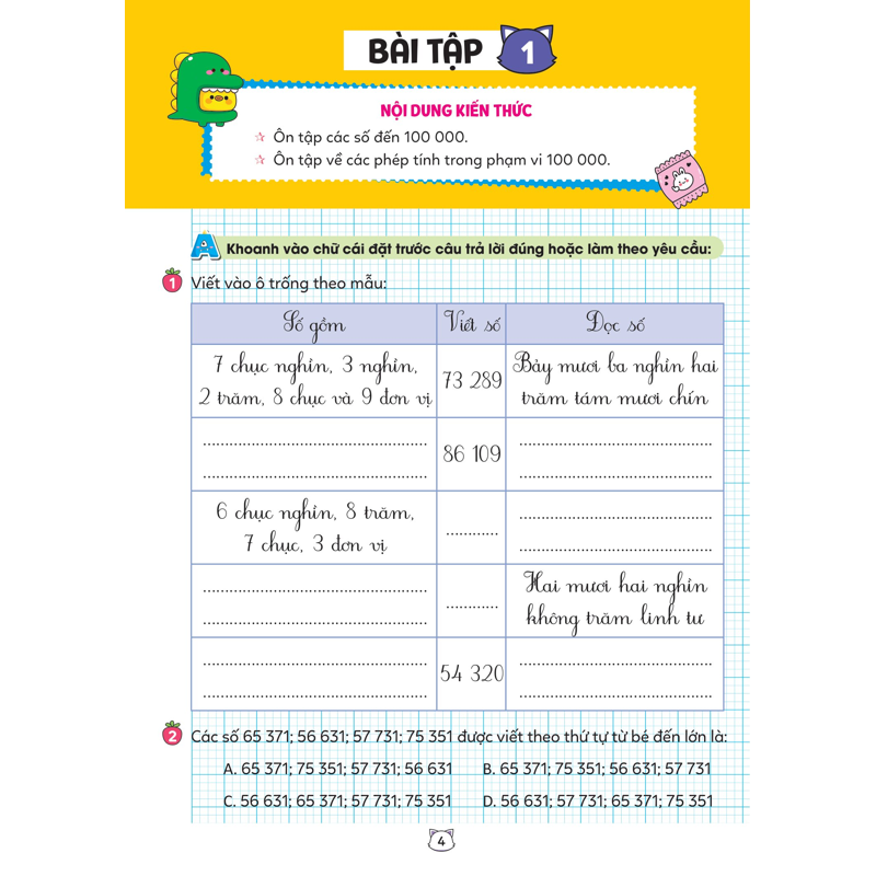 Vở Bài Tập Toán Tăng Cường 4/1 (Theo Chương Trình Mới)