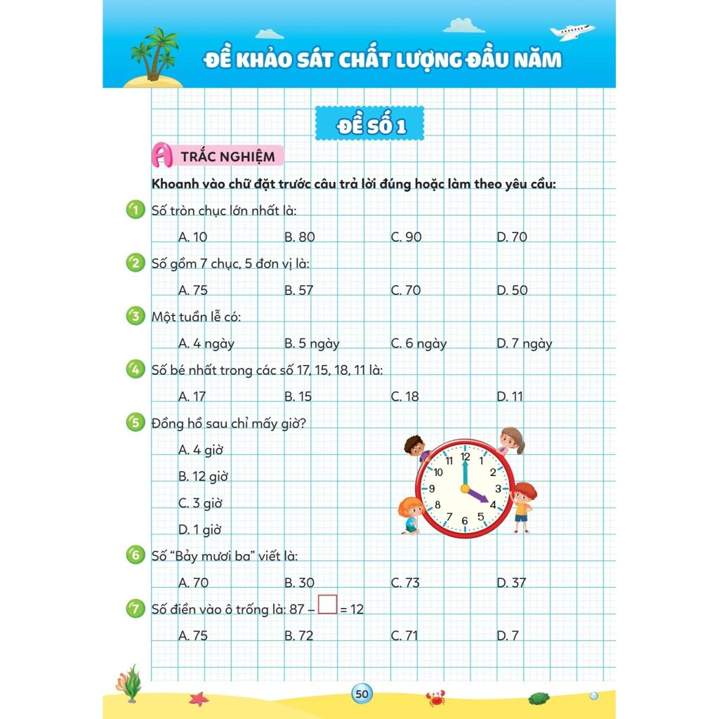Vở Ôn Hè Toán 1 - Dùng Cho Học Sinh Lớp 1 Lên Lớp 2