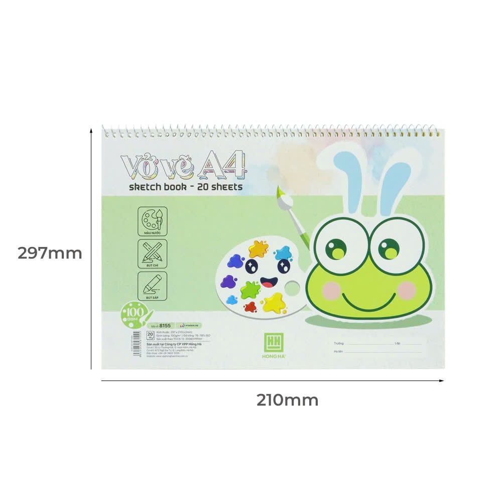 Hồng Hà - Vở Vẽ Lò Xo Ếch Cốm 20 Tờ A4 Đl: 100/76-78 8155