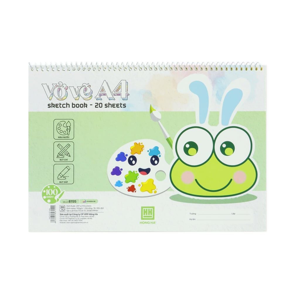 Hồng Hà - Vở Vẽ Lò Xo Ếch Cốm 20 Tờ A4 Đl: 100/76-78 8155