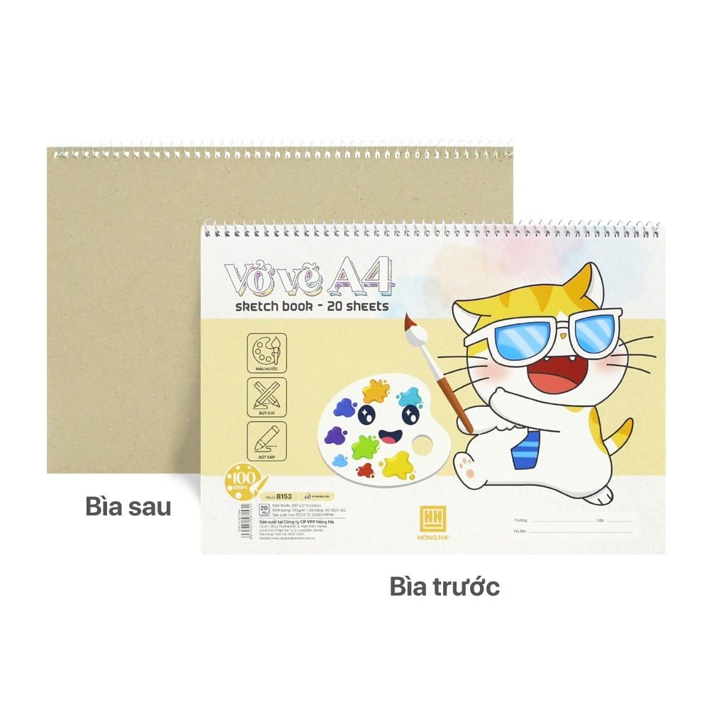 Hồng Hà - Vở Vẽ Lò Xo Meow 20 Tờ A4 Đl: 100/90-92 8153