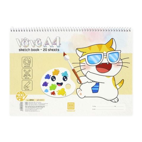Hồng Hà - Vở Vẽ Lò Xo Meow 20 Tờ A4 Đl: 100/90-92 8153