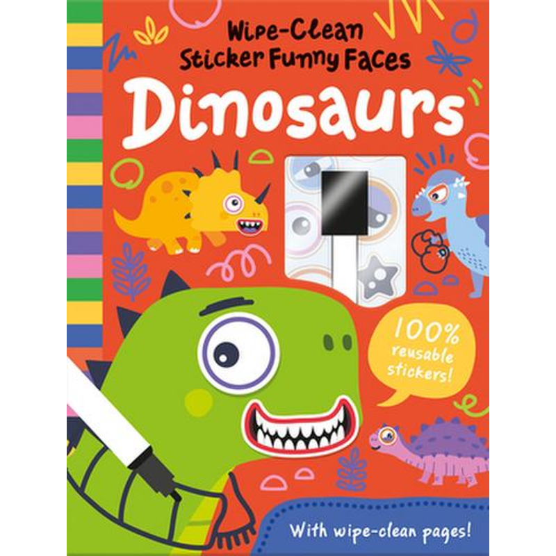 Wipe-Clean Sticker Funny Faces Dinosaurs