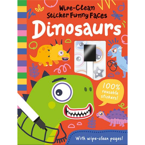 Wipe-Clean Sticker Funny Faces Dinosaurs