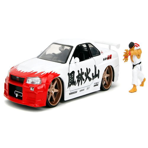 Jada Xe Street Fighter Ryu Figure & 2002 Nissan Gt-R 1:24 (Simba)