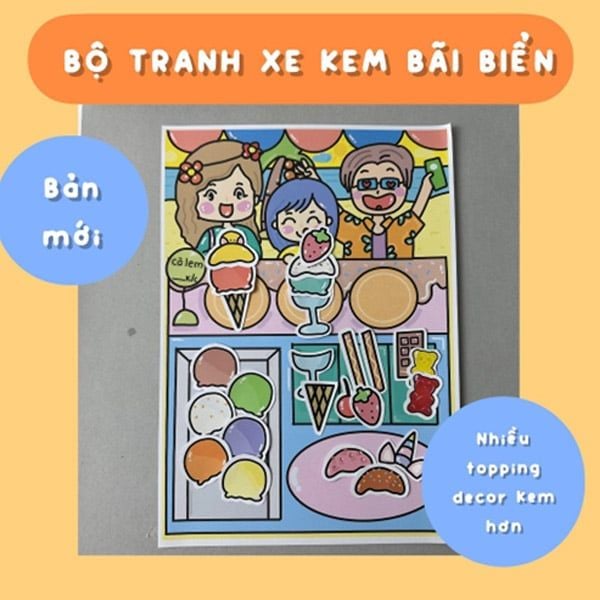 Bộ Tranh Tương Tác Cô Tiên Xanh - Xe Bán Kem Bãi Biển