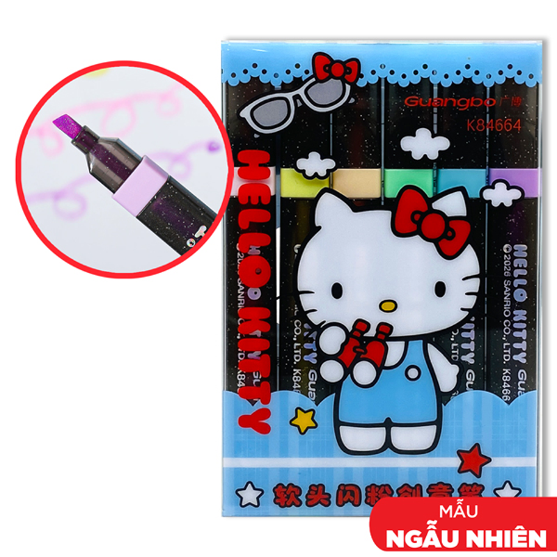 Hello Kitty - Bộ 6 Bút Dạ Quang Nhũ Thân Lớn KT KT84648