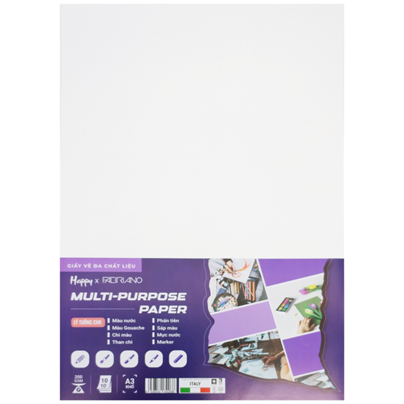 Giấy Happy Multi-Purpse 200g A3 HA-MIX-A3-200G (10 Tờ/ Xấp)