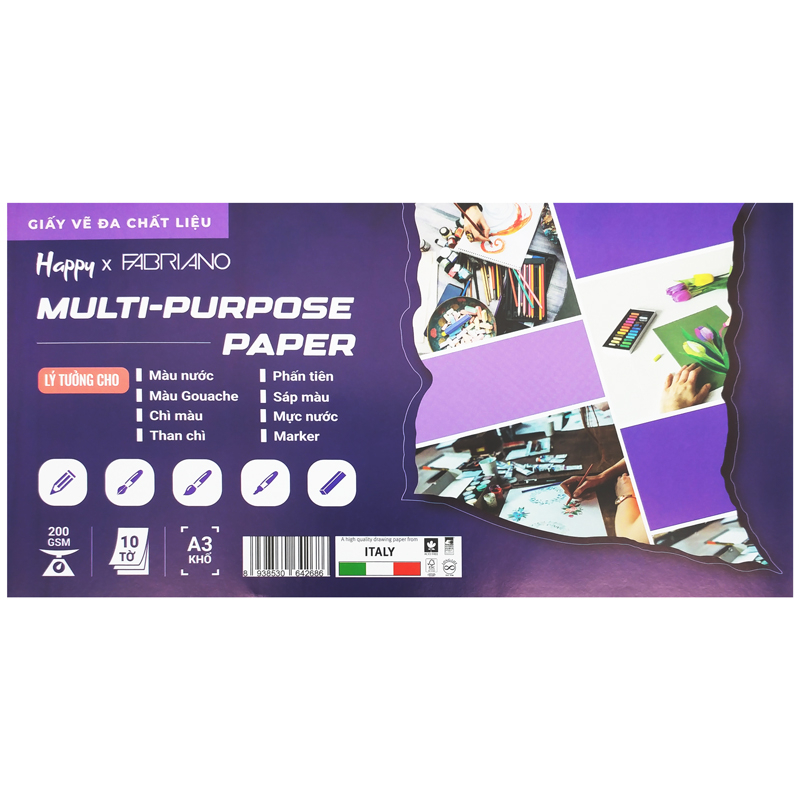 Giấy Happy Multi-Purpse 200g A3 HA-MIX-A3-200G (10 Tờ/ Xấp)