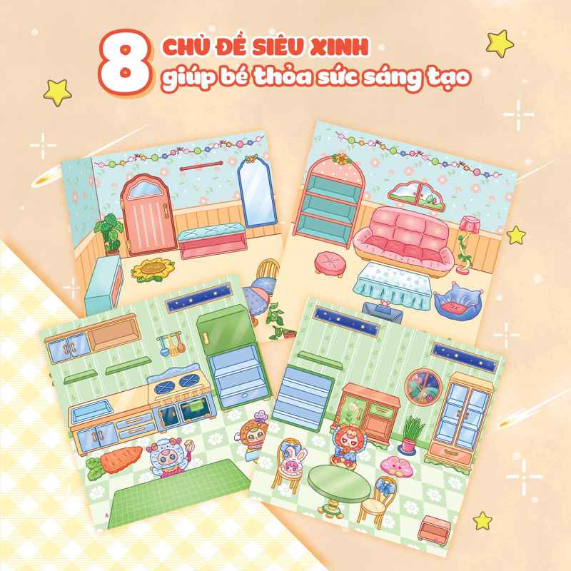 Babythree - Căn Phòng Bí Mật - Sách Bóc Dán Sticker Cho Bé Gái