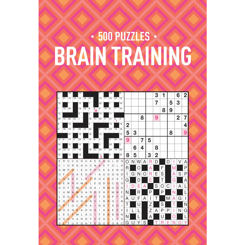 500 Puzzles Book - Brain Training - Pink & Orange Geometric