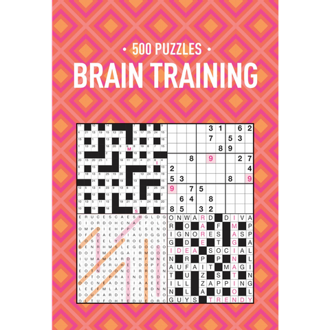 500 Puzzles Book - Brain Training - Pink & Orange Geometric
