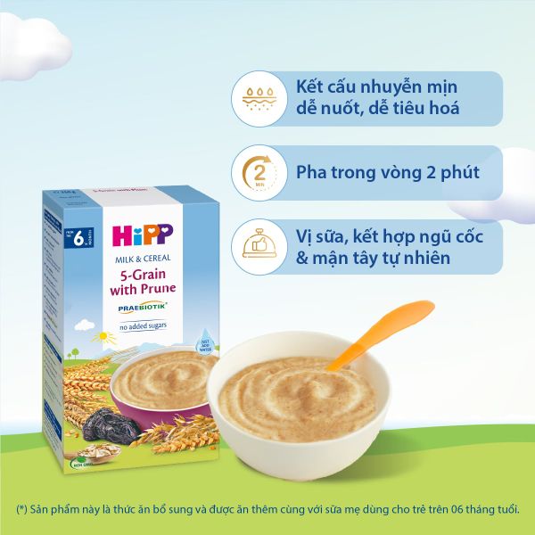 Bột Ăn Dặm HiPP Ngũ Cốc Tổng Hợp & Mận Tây