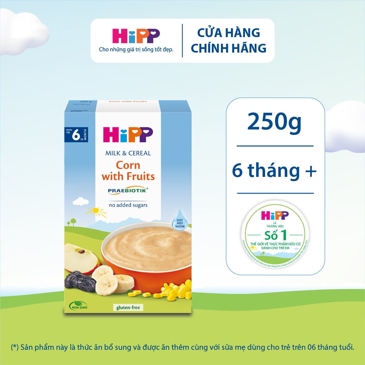 Bột Ăn Dặm HiPP Bắp, Sữa & Hoa Quả