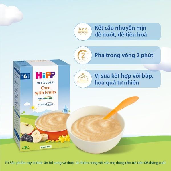 Bột Ăn Dặm HiPP Bắp, Sữa & Hoa Quả