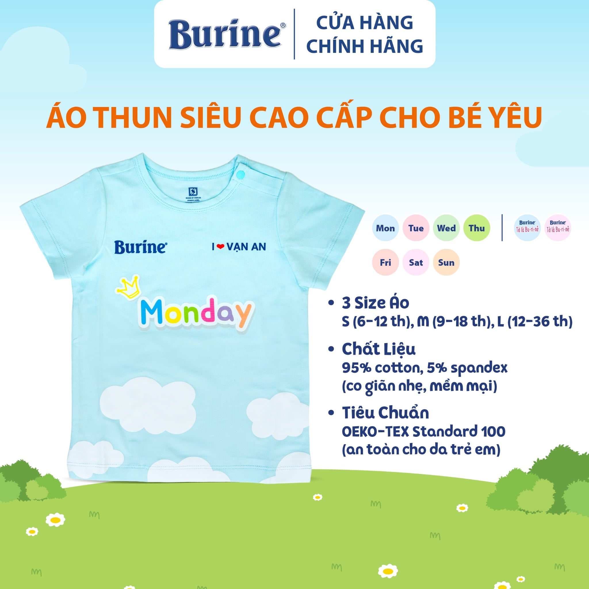 ÁO THUN COTTON BURINE CAO CẤP CHO BÉ COMBO 7 DAYS - PHIÊN BẢN ĐẶC BIỆT 