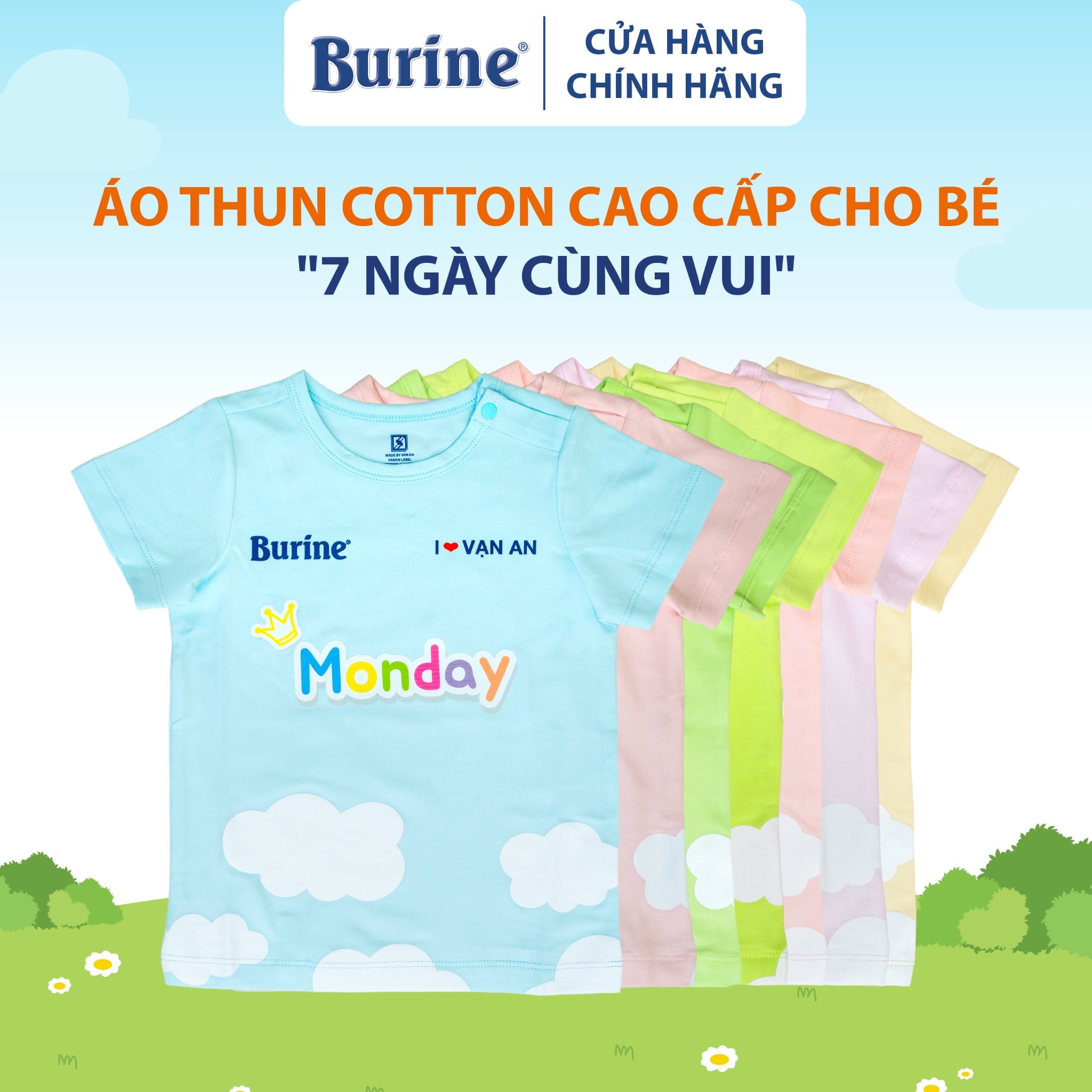 ÁO THUN COTTON BURINE CAO CẤP CHO BÉ COMBO 7 DAYS - PHIÊN BẢN ĐẶC BIỆT 