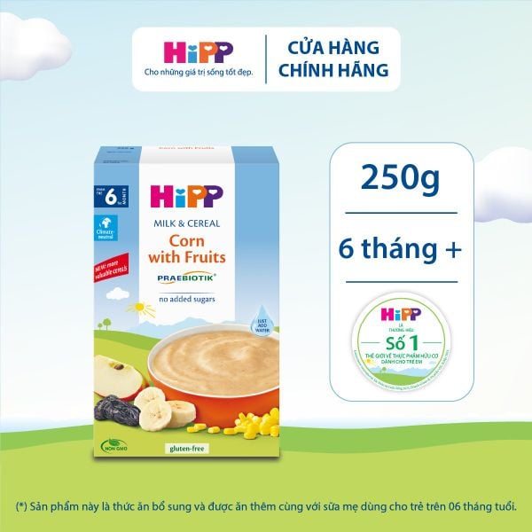 Bột Ăn Dặm HiPP Bắp, Sữa & Hoa Quả