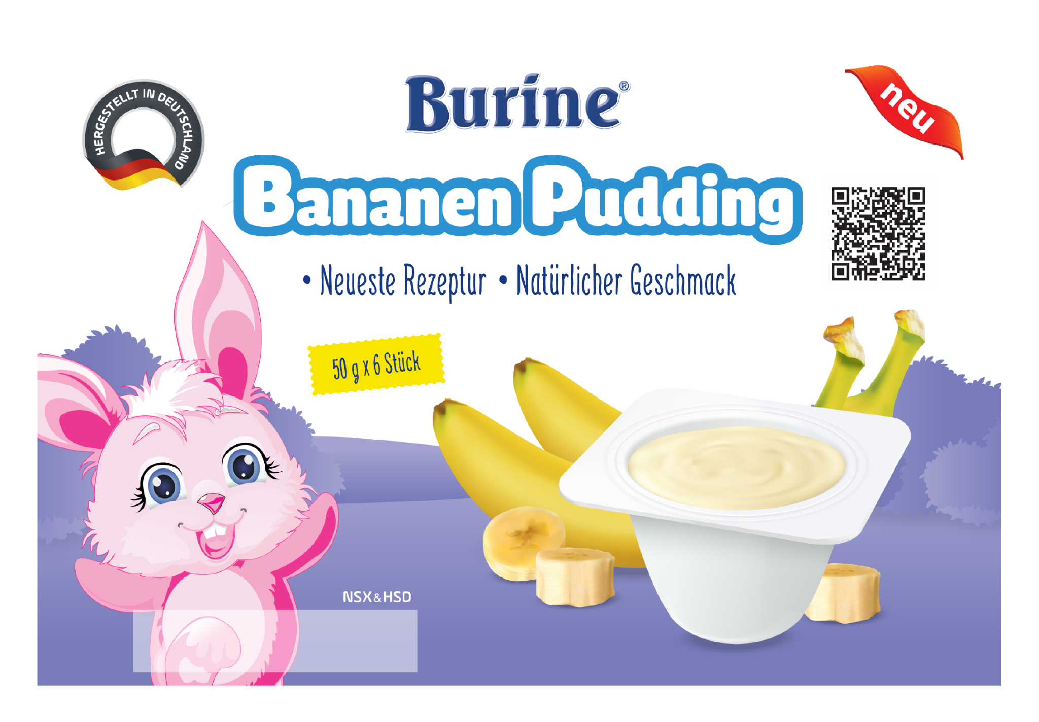 Pudding Burine Vị Chuối (Vỉ 6 hũ x50g)