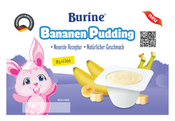 Pudding Burine Vị Chuối (Vỉ 6 hũ x50g)