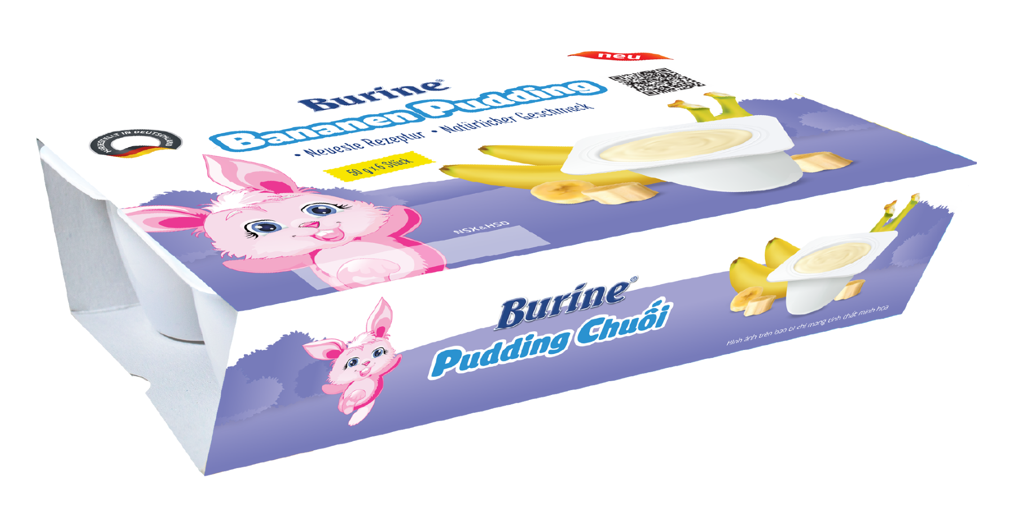 Pudding Burine Vị Chuối (Vỉ 6 hũ x50g)