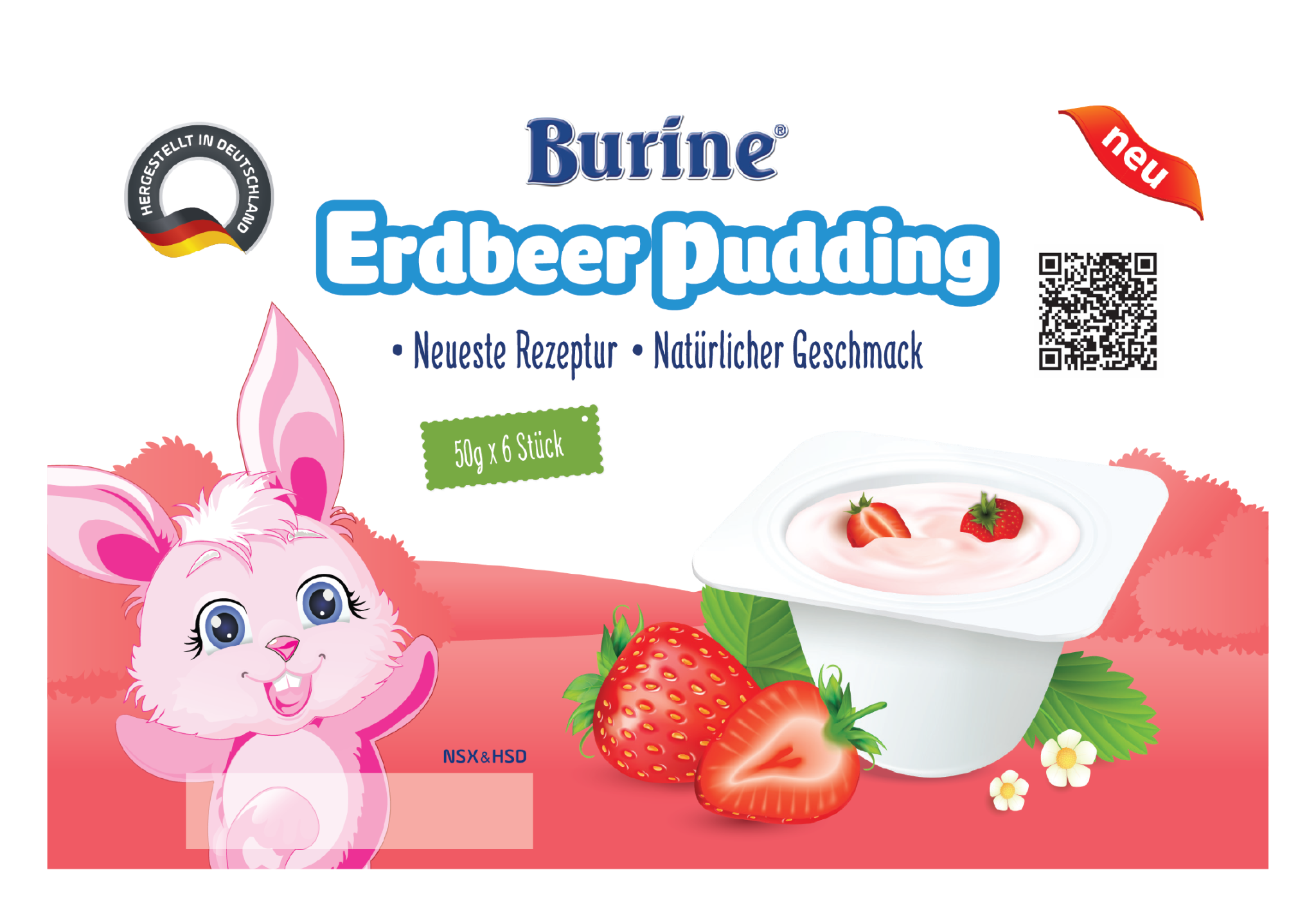 Pudding Burine Vị Dâu (Vỉ 6 hũ x50g)