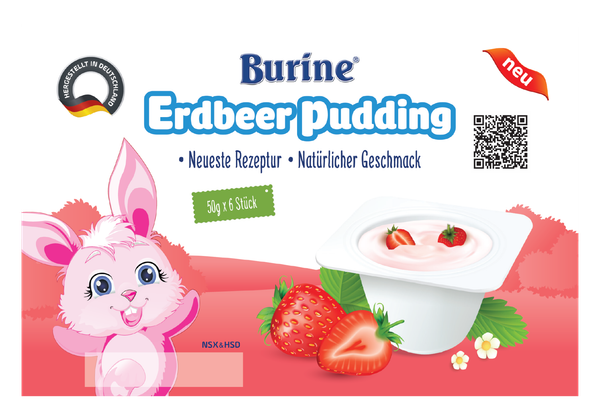 Pudding Burine Vị Dâu (Vỉ 6 hũ x50g)