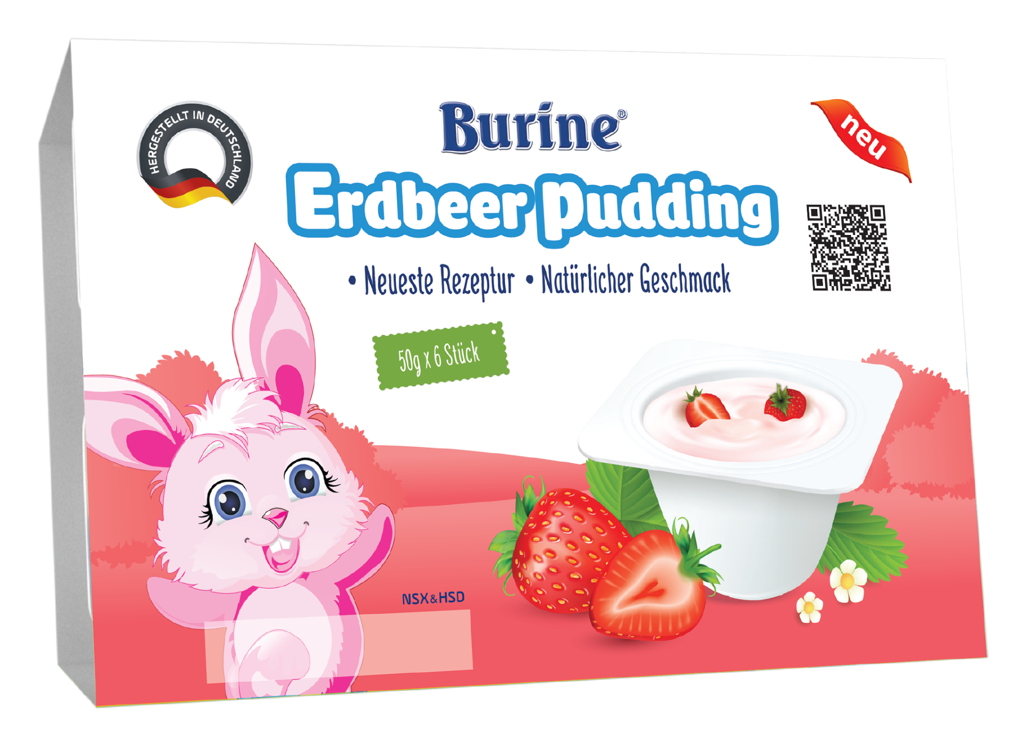 Pudding Burine Vị Dâu (Vỉ 6 hũ x50g)