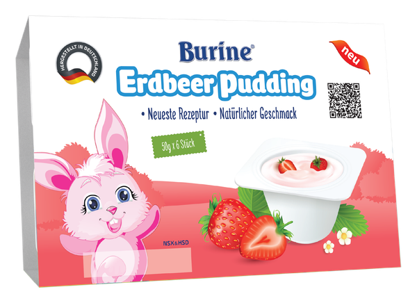 Pudding Burine Vị Dâu (Vỉ 6 hũ x50g)