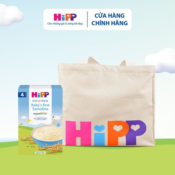 Combo Bột Ăn Dặm HiPP Khởi Đầu Semolina và Túi vải Canvas HiPP