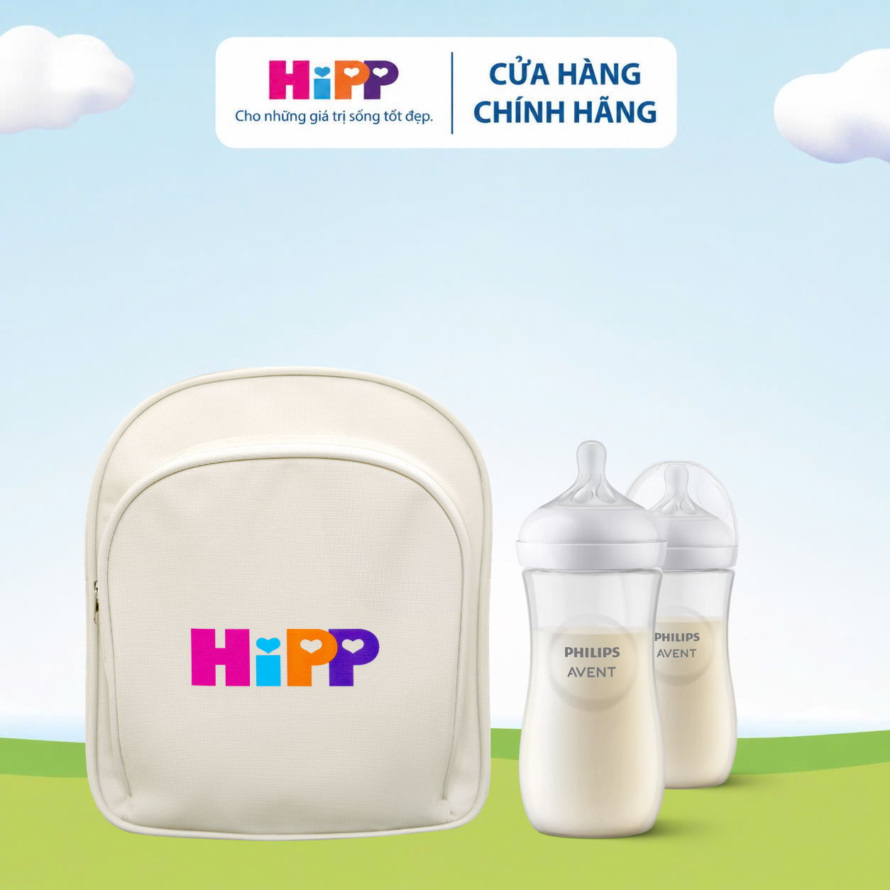 Combo Bình sữa đôi SCY906.02 + 1 balo HiPP