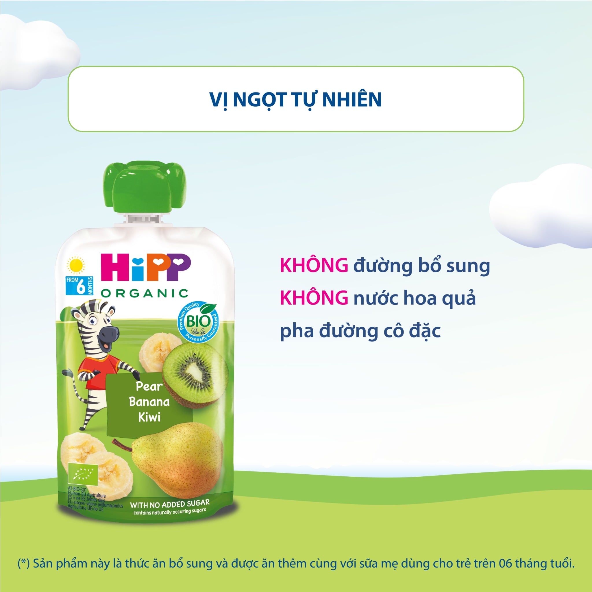 Trái Cây Nghiền HiPP Vị Kiwi - Lê - Chuối
