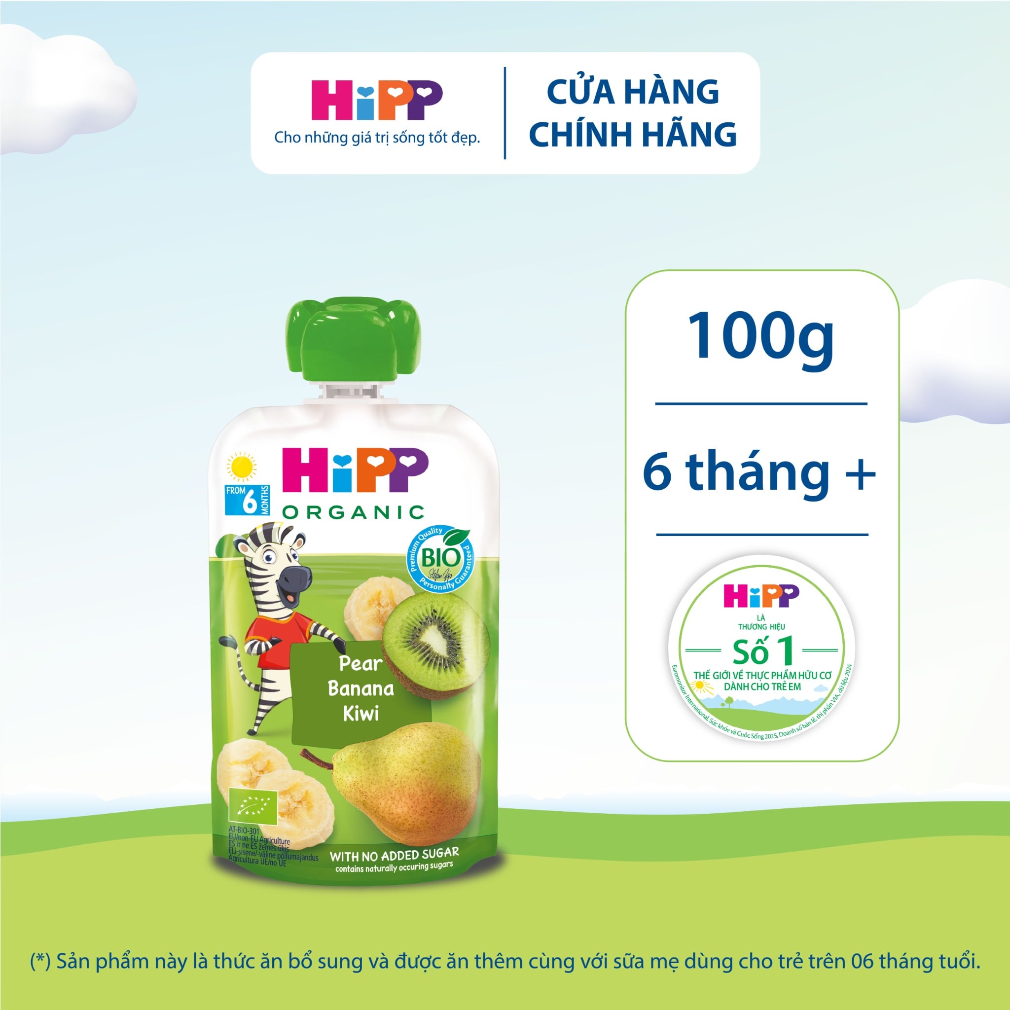 Trái Cây Nghiền HiPP Vị Kiwi - Lê - Chuối