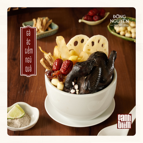 [Canh Cấp Đông] - Gà Ác Tiềm Ngũ Quả