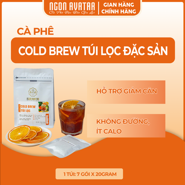 Cà Phê Ủ Lạnh Cold Brew Túi Lọc Nguyên Chất 100%, Hỗ Trợ Giảm Cân, Thơm Ngon Hương Thơm Trái Cây Dễ Uống