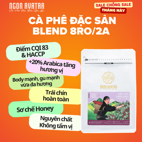 Cà Phê Nguyên Chất 80% Robusta Blend 20% Arabica Cầu Đất, Sơ Chế Honey Đậm Vừa, Hậu Ngọt Kéo Dài