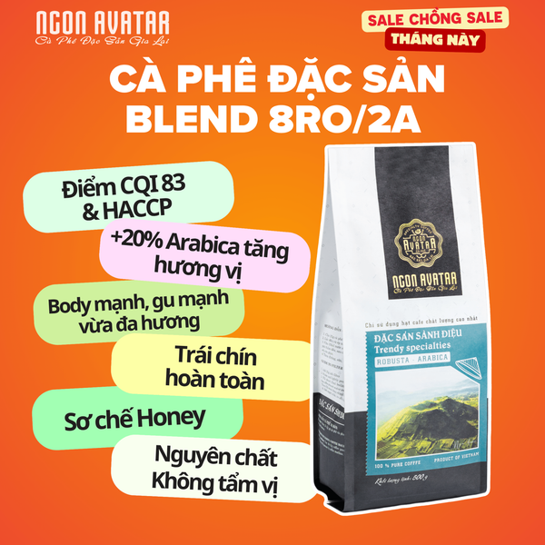 Cà Phê Nguyên Chất 80% Robusta Blend 20% Arabica Cầu Đất, Sơ Chế Honey Đậm Vừa, Hậu Ngọt Kéo Dài