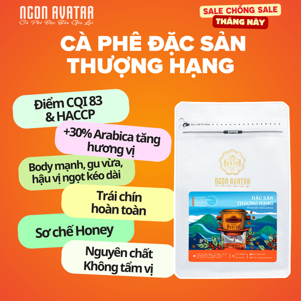 Cà Phê Thượng Hạng 70% Robusta mix 30% Arabica Cầu Đất, Sơ Chế Honey Đậm Vừa, Hậu Ngọt Kéo Dài