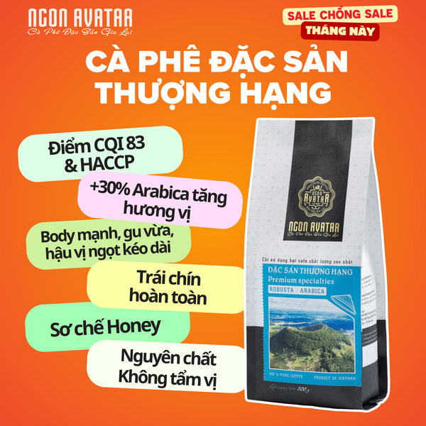 Cà Phê Thượng Hạng 70% Robusta mix 30% Arabica Cầu Đất, Sơ Chế Honey Đậm Vừa, Hậu Ngọt Kéo Dài