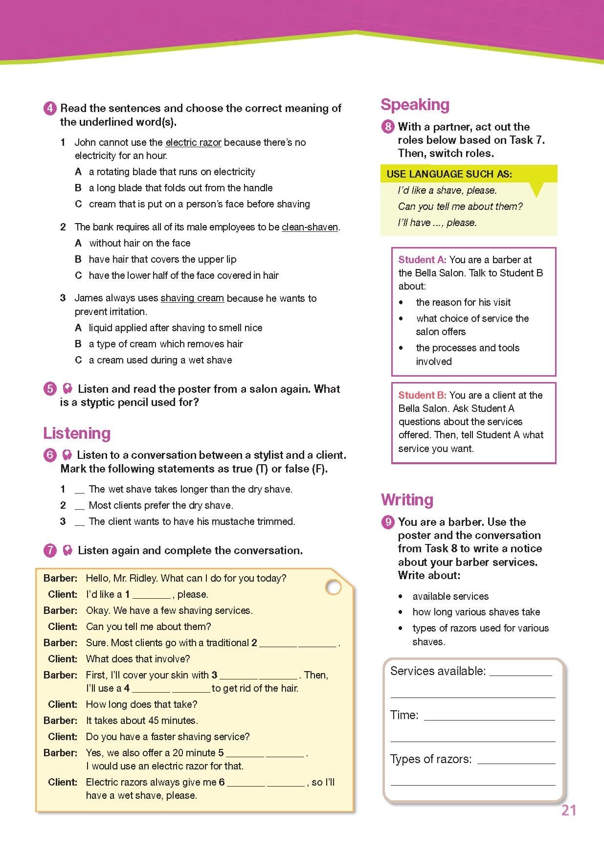 Career Paths: Beauty Salon - Student
