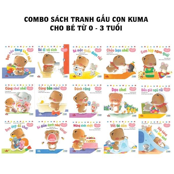 Trọn bộ Sách Gấu con Kuma Bìa cứng cho bé từ 0 - 3 tuổi - Tủ sách Ehon cho bé