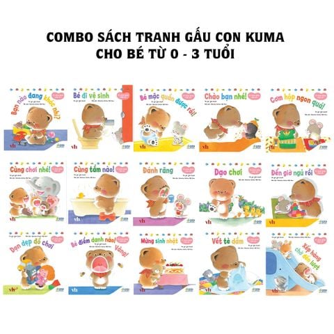 Trọn bộ Sách Gấu con Kuma Bìa cứng cho bé từ 0 - 3 tuổi - Tủ sách Ehon cho bé