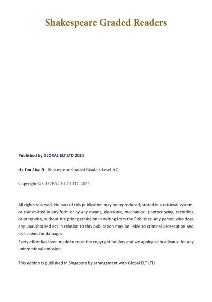As you like it - Shakespeare Graded Readers