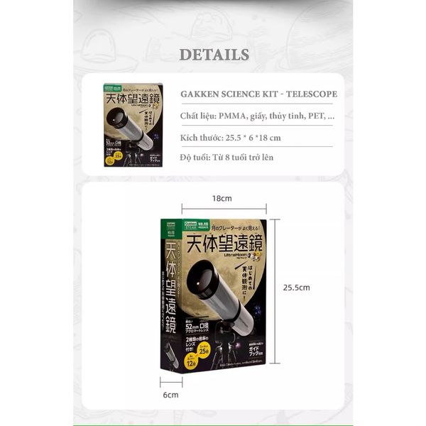 Mô hình khoa học kính thiên văn - Gakken Science Kit - Telescope - Đồ chơi khoa học