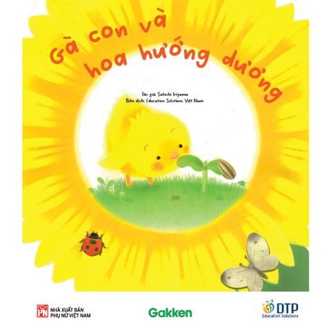 Gà con và hoa hướng dương