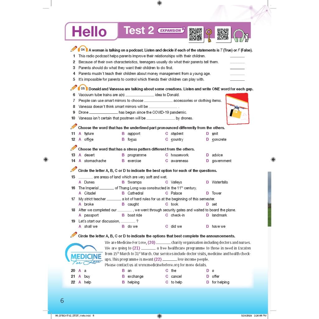 Bài tập Bổ trợ Tiếng Anh 12 Bright