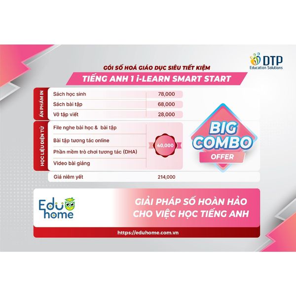 Tiếng Anh 1 i-Learn Smart Start - Gói số hóa giáo dục siêu tiết kiệm (SB, WB, NB, Digital Pack)
