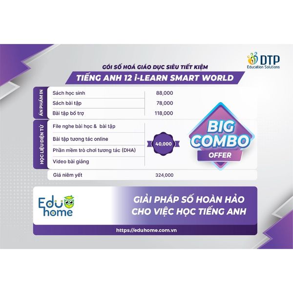 Tiếng Anh 12 i-Learn Smart World - Gói số hóa giáo dục siêu tiết kiệm (SB, WB, BTBT, Digital Pack)